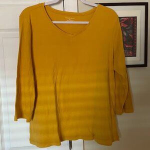 Christopher & Banks Mustard 3/4 Sleeve Tee, Size XL